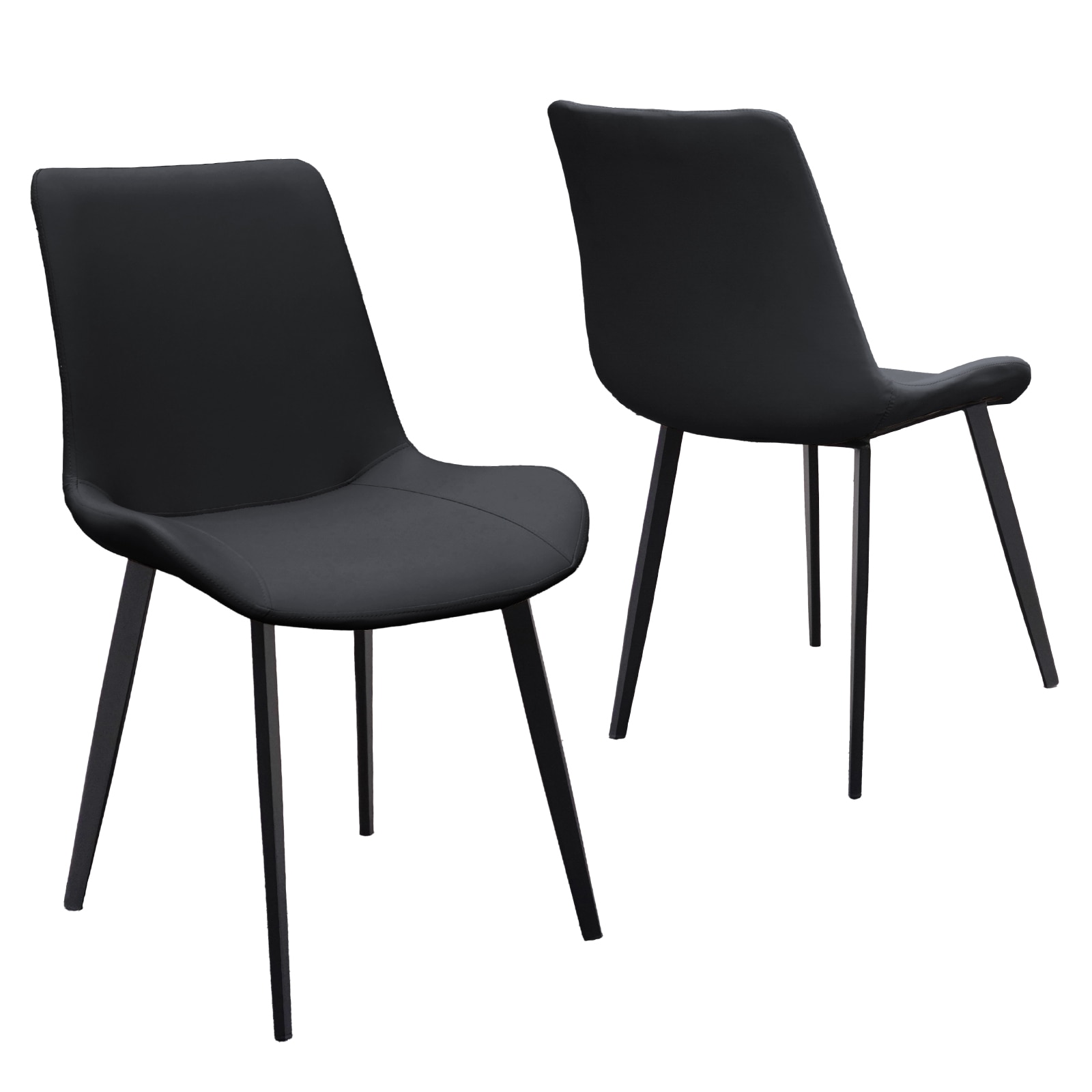 Black PU Leather Dining Chair With Metal Legs, Modern Upholstered Chair Set Of 2 For Kitchen, Restaurant, Living, Meeting Room_voghion.com